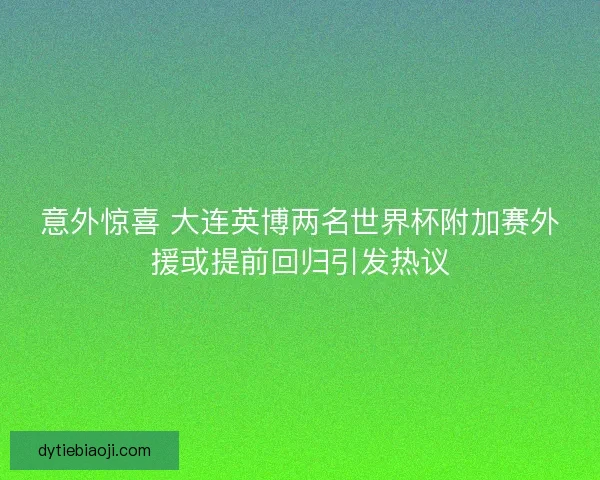 意外惊喜 大连英博两名世界杯附加赛外援或提前回归引发热议